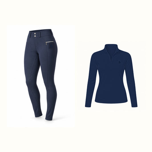 Bajolek women’s long-sleeve riding set in Navy
