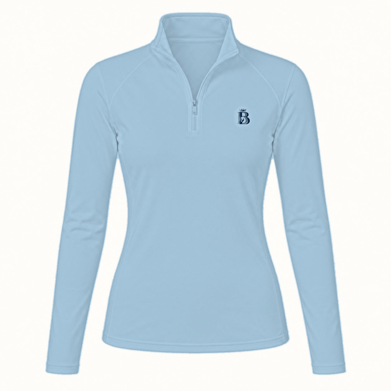 Bajolek MSFC003 long-sleeve riding top in light blue, clean front view with subtle navy left-chest logo