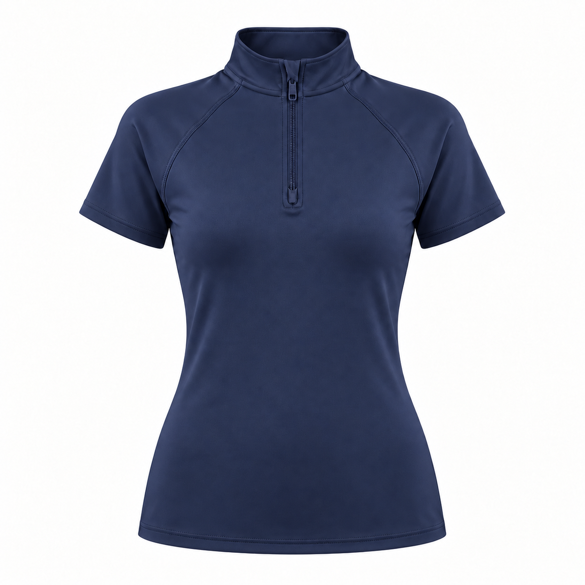 Bajolek Signature Short-Sleeve Riding Top in Navy, front view