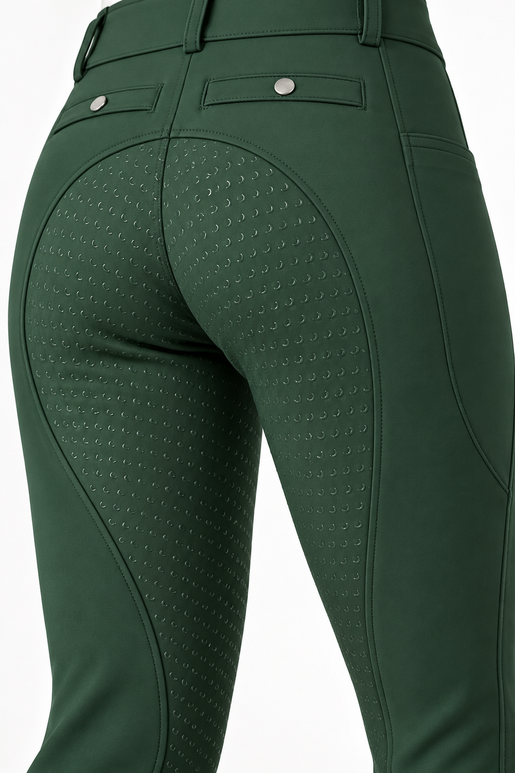 MSK023 women’s full-seat breeches in Green, rear grip detail