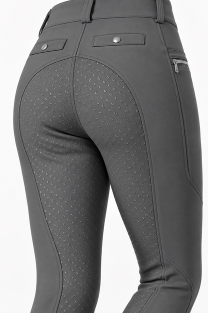 MSK023 women’s full-seat breeches in Grey, rear grip detail