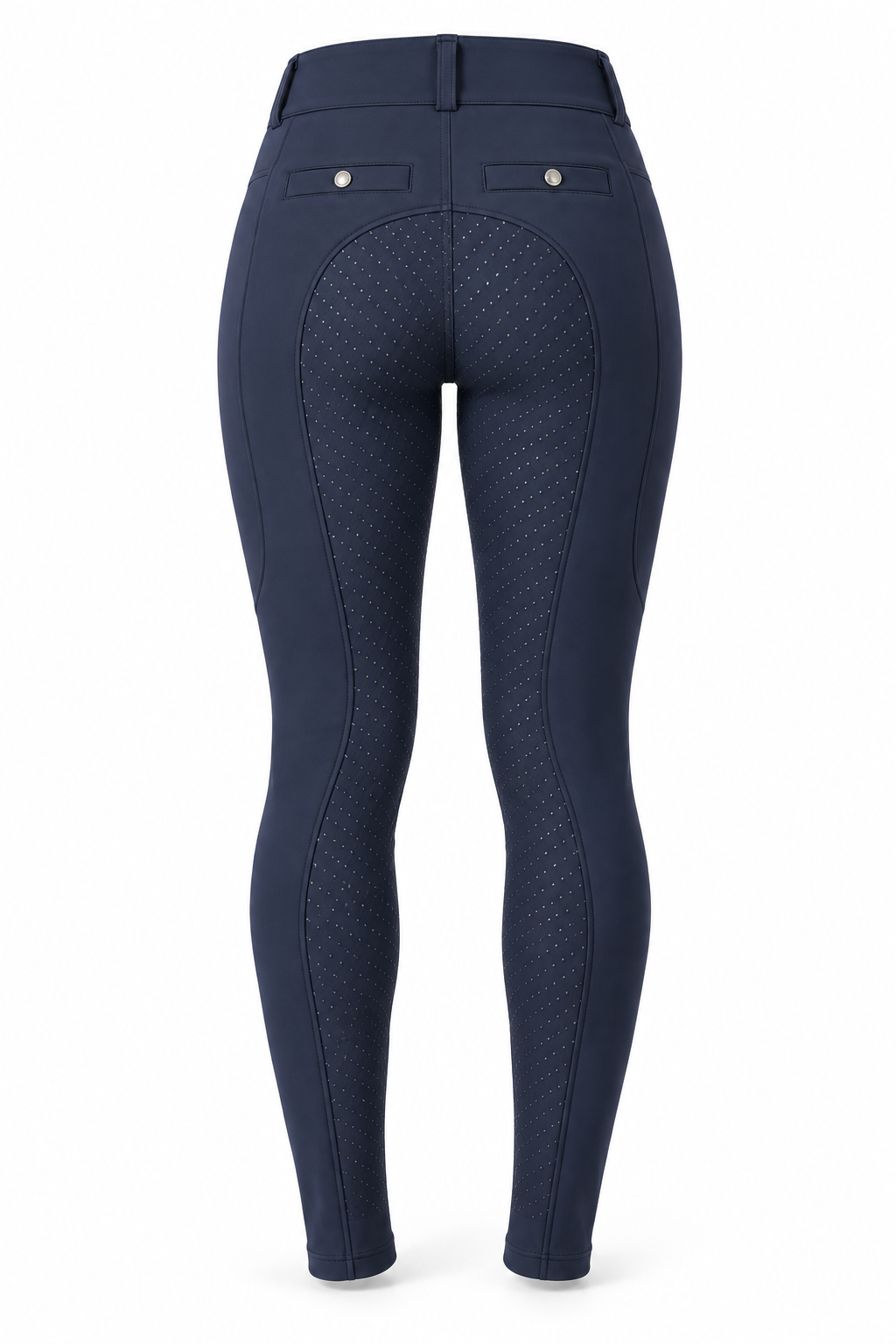 MSK023 women’s full-seat breeches in Navy, rear studio view