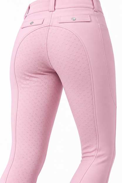 MSK023 women’s full-seat breeches in Pink, rear grip detail