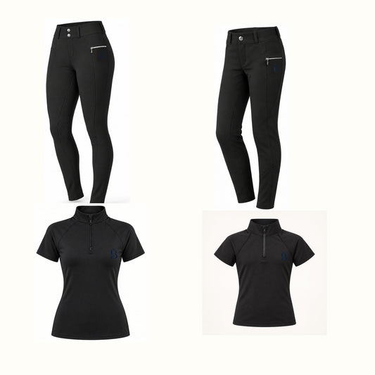Bajolek Ride Together complete women’s and junior riding set in black with correct logo placement
