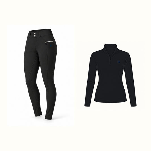 Bajolek women’s long-sleeve riding set in Black