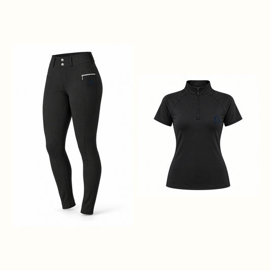 Bajolek women’s short-sleeve riding set in Black