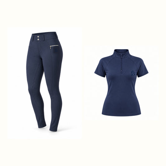 Bajolek women’s short-sleeve riding set in Navy
